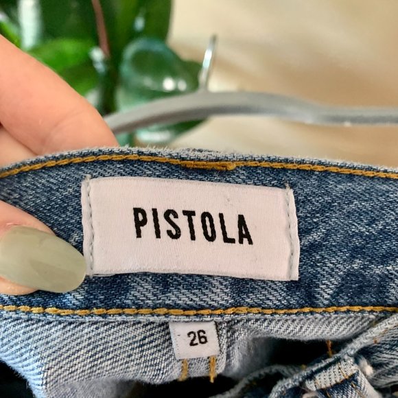 Pistola Charlie Distressed High-Rise Straight Crop - Picture 3 of 6